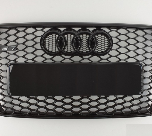 Решетка радиатора Ауди A7 G4 RS7, черная глянцевая (2010-2014)