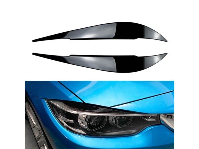 Накладки на фари, вії (бровки) BMW 4 F32 / F33 / F36 чорний глянець ABS-пластик