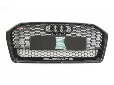 Решетка радиатора Audi Q5 RSQ5 Quattro чорный глянец (2017-...)