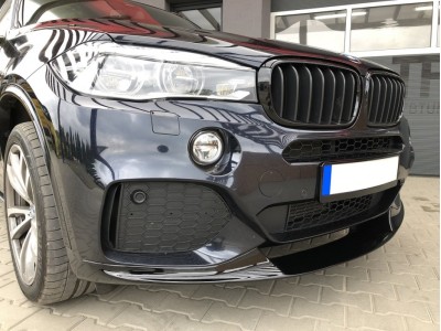 Накладка переднего бампера BMW X5 F15 М-пакет (черный глянцевый ABS-пластик)