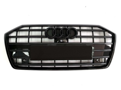 Решетка радиатора Audi A6 C8 стиль S6 черный глянец (2018-...)