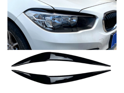 Реснички на BMW 1 F20/F21 черный глянец ABS-пластик (2015-2019)